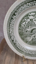 Assiette anglaise ancienne décor paysage vert