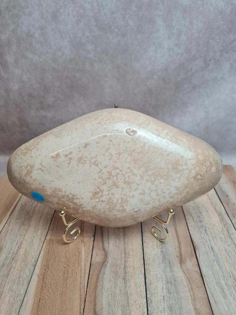 Ravier ancien Terre de Fer Salins décor bleu – patine superbe 💙