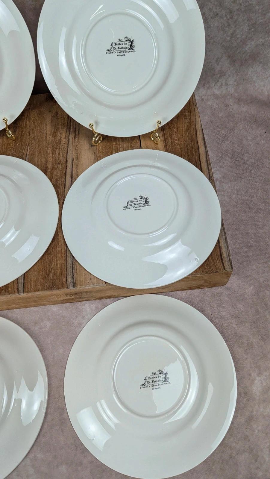 6 assiettes à dessert – Fables de La Fontaine Digoin Sarreguemines