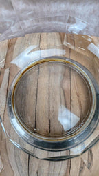 Plat / Coupe Art Déco en verre facetté et pied métal argenté – centre de table vintage