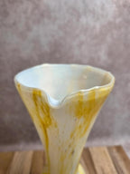 Grand pichet aiguière en verre soufflé italien jaune et blanc – années 60/70
