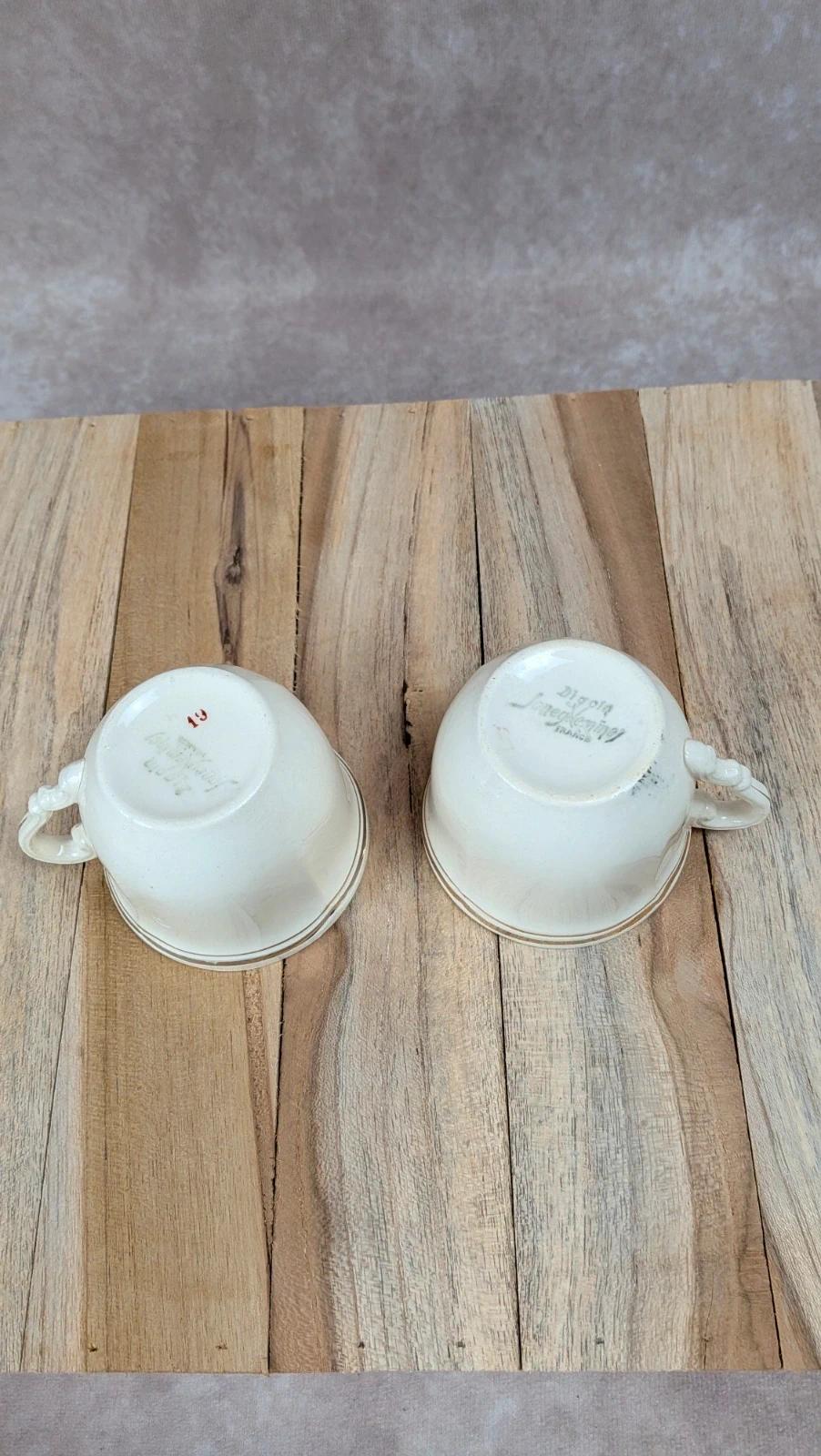 Lot de 2 tasses et 2 soucoupes anciennes Sarreguemines