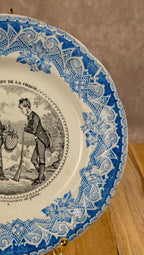 Assiette parlante Longwy – Les plaisirs de la chasse – décor bleu