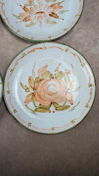 Lot de 6 assiettes plates artisanales signées Maïté – décors peints à la main