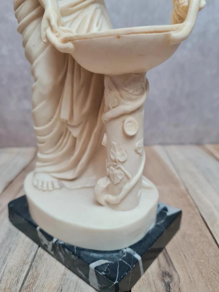 Statue vintage Santini femme antique – sculpture italienne sur socle marbre 26 cm