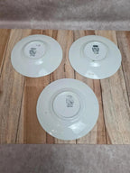 Service café vintage Digoin Sarreguemines bleu cobalt – 3 tasses + 3 soucoupes fleuries 🌼