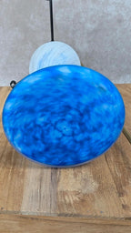 Lampe champignon en pâte de verre bleu