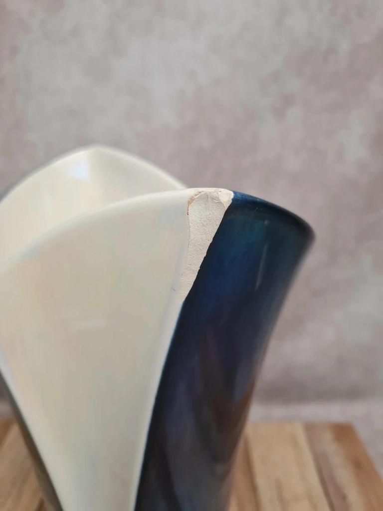 Vase Verceram vintage bicolore irisé années 50/60