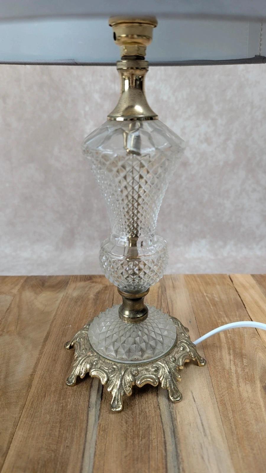 Lampe vintage verre et laiton années 50-60