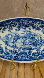 Petit plat ovale Lunéville – Toile de Jouy bleue