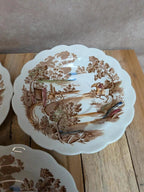 Lot de 3 soucoupes anciennes Staffordshire Coaching Days Ridgway