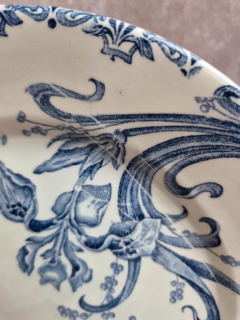 Lot de 6 assiettes terre de fer Clairefontaine – modèle Iris – fin Xixe