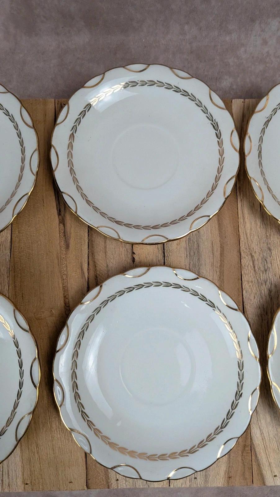 Lot de 6 tasses Gien Yokohama & 6 soucoupes M&s – porcelaine française