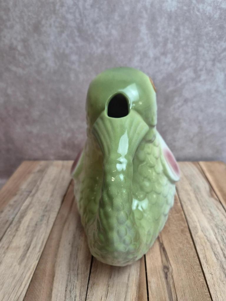 Pichet poisson vintage en barbotine polychrome – Carafe zoomorphe