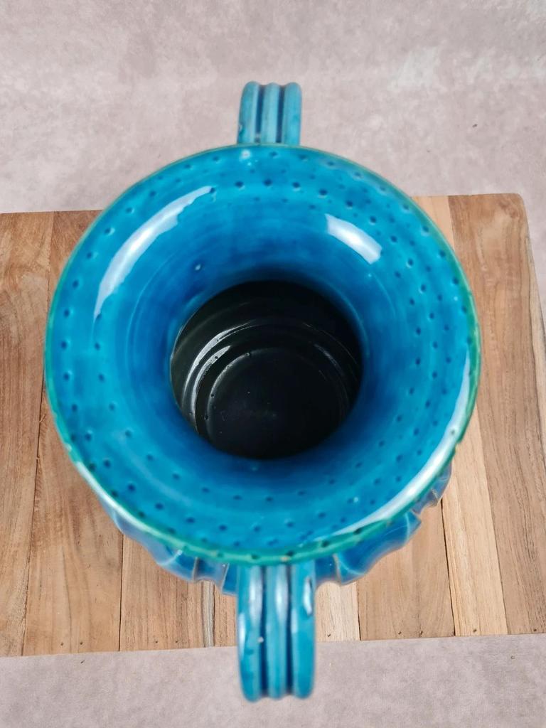 Vase italien vintage bleu – attribué à Aldo Londi pour Bitossi – années 50/60