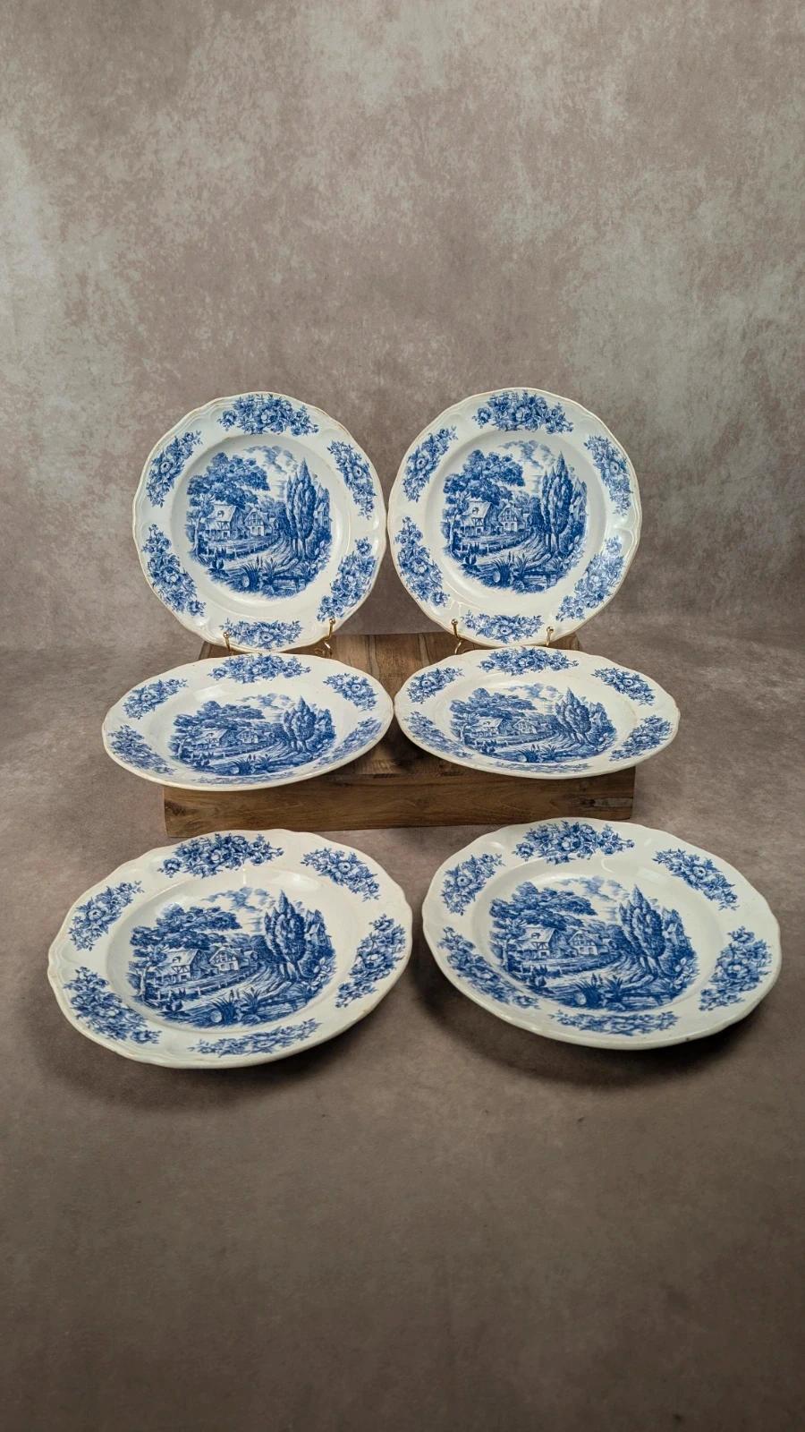 Lot de 6 assiettes plates Moulin des Loups – Modèle Santiago