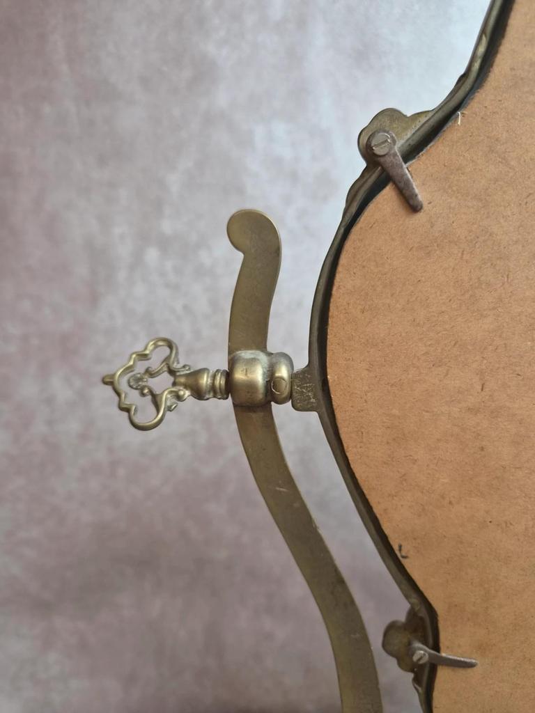 Grand miroir psyché de table en laiton – style Louis Xv rococo – vintage