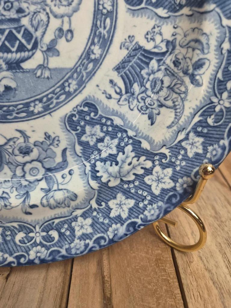 Assiette anglaise Xixe décor Filigree Spode – faïence fine bleu blanc vers 1830