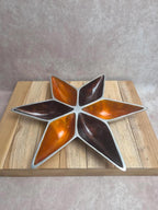 Grande coupe étoile vintage en aluminium émaillé orange et brun