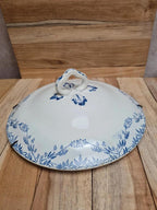 Couvercle de soupière Terre de Fer Creil & Montereau modèle Mireille décor bleu