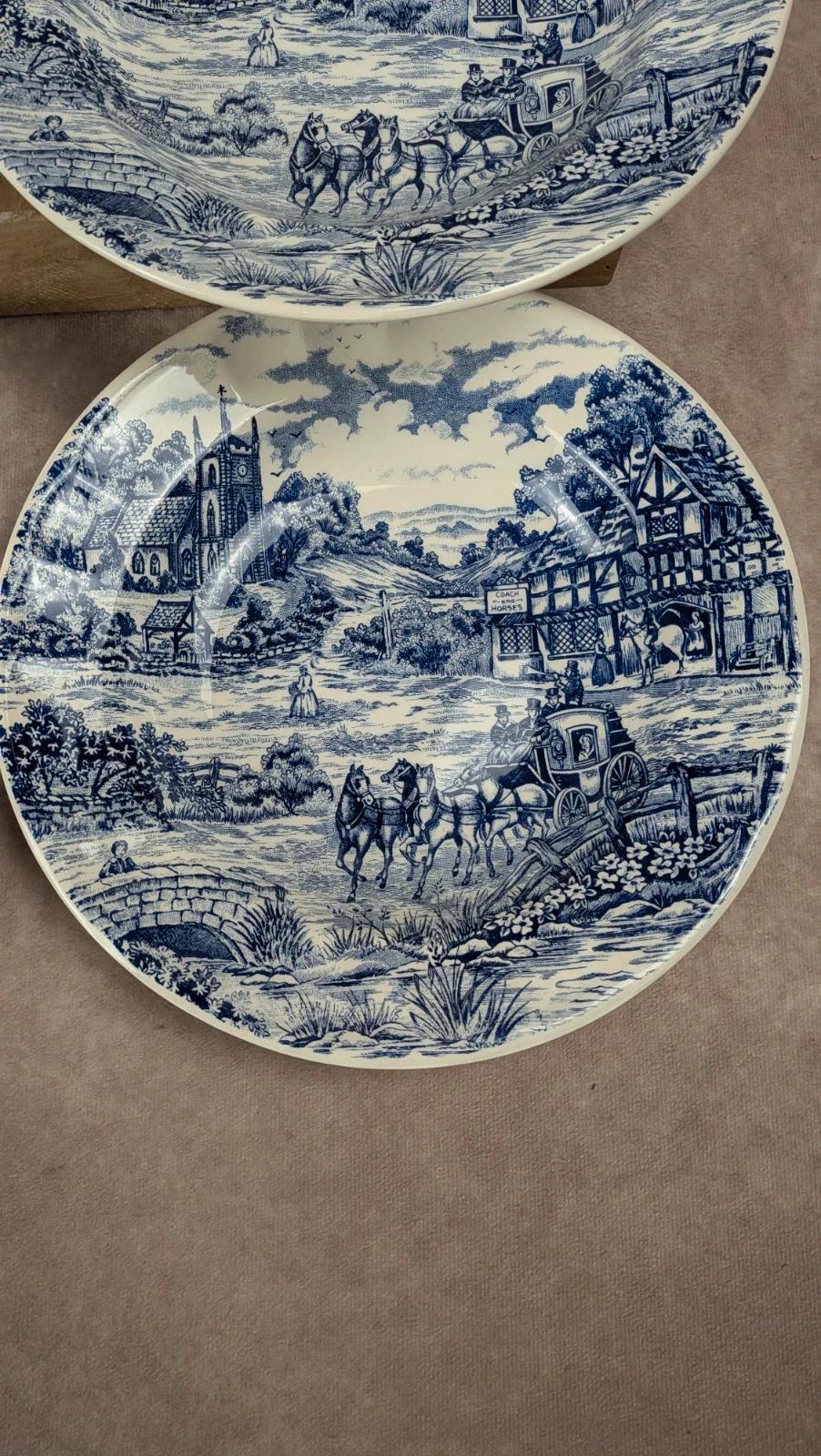 Lot de 6 assiettes creuses Castellania bleu vintage