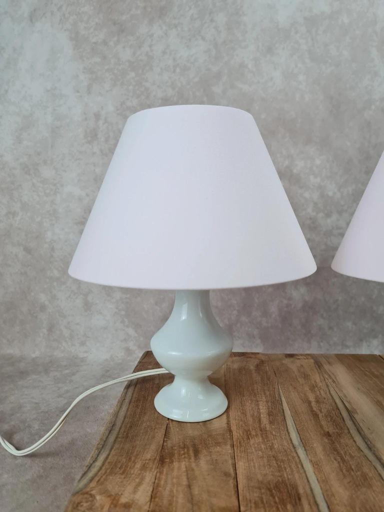 🌿 Duo de lampes vintage en porcelaine blanche – douille à baïonnette 🌿