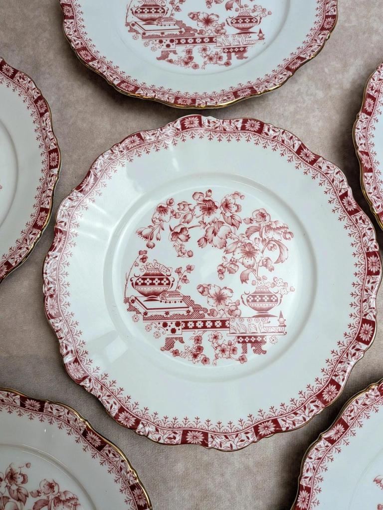 Lot de 6 assiettes Seltmann Weiden Bavaria Theresia rouge