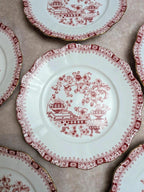 Lot de 6 assiettes Seltmann Weiden Bavaria Theresia rouge