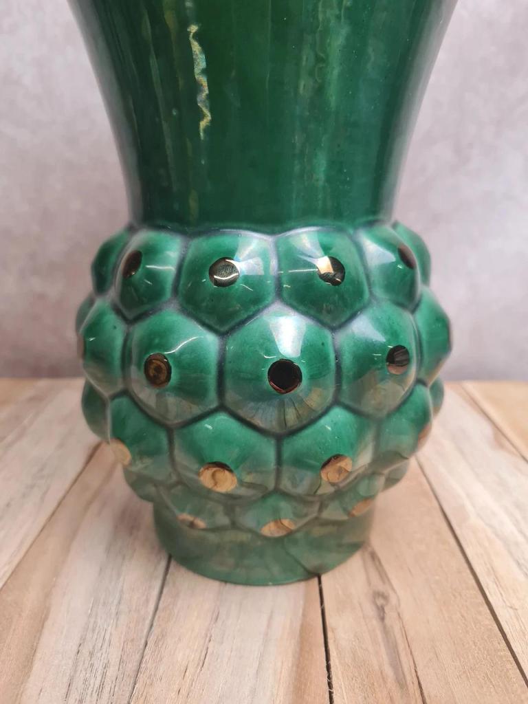 Grand vase Saint-clément modèle Ananas 🍍 vert – design Blanche Letalle – pièce vintage