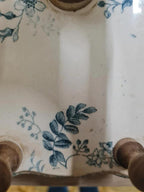 Serviteur huile vinaigre ancien Terre de Fer attribué Gien décor floral bleu 💙