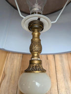 Pied de lampe vintage en onyx et laiton