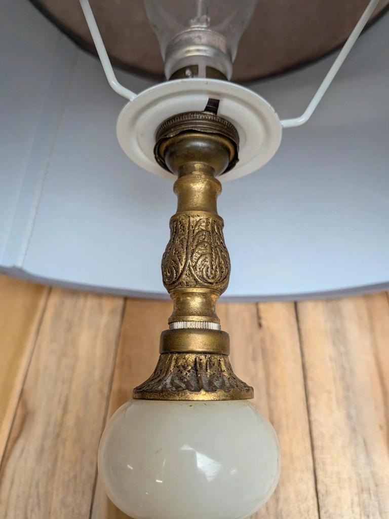 Pied de lampe vintage en onyx et laiton