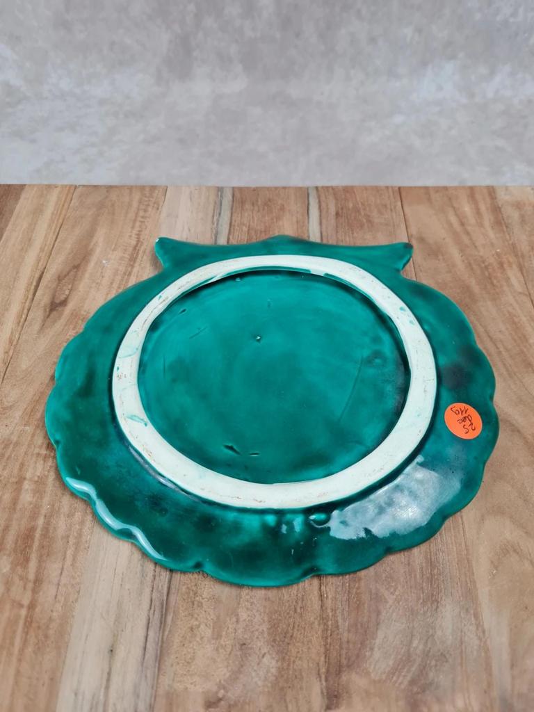 Dessous de plat / dessous de bouteille vintage en céramique verte – forme coquille