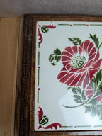 Dessous de plat ancien bois & faïence florale