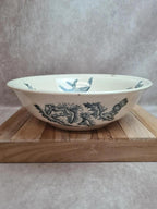 Grand saladier / bassine Longchamp modèle Chardon – décor oiseaux terre de fer 🐦🌿