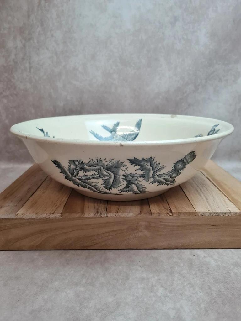 Grand saladier / bassine Longchamp modèle Chardon – décor oiseaux terre de fer 🐦🌿
