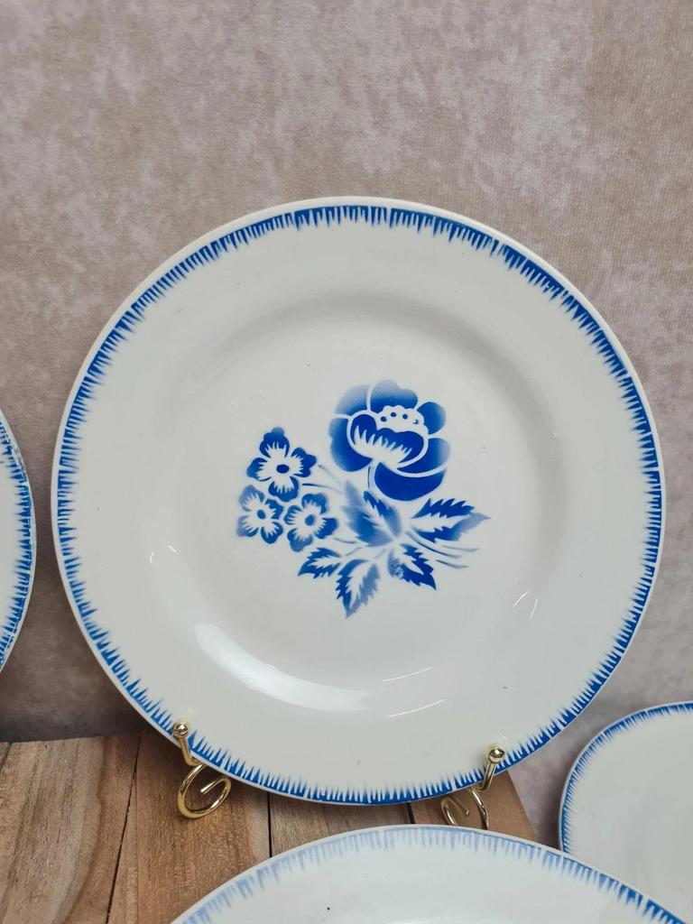 Lot de 10 assiettes plates vintage Digoin Sarreguemines modèle Simone Egp bleu 💙