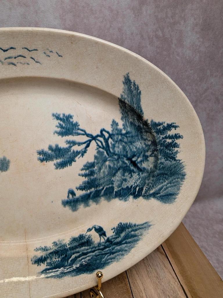 Grand plat ovale Terre de Fer Jules Vieillard Bordeaux modèle aquatique