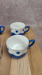 Lot de 6 tasses & soucoupes Sarreguemines – Art déco bleu