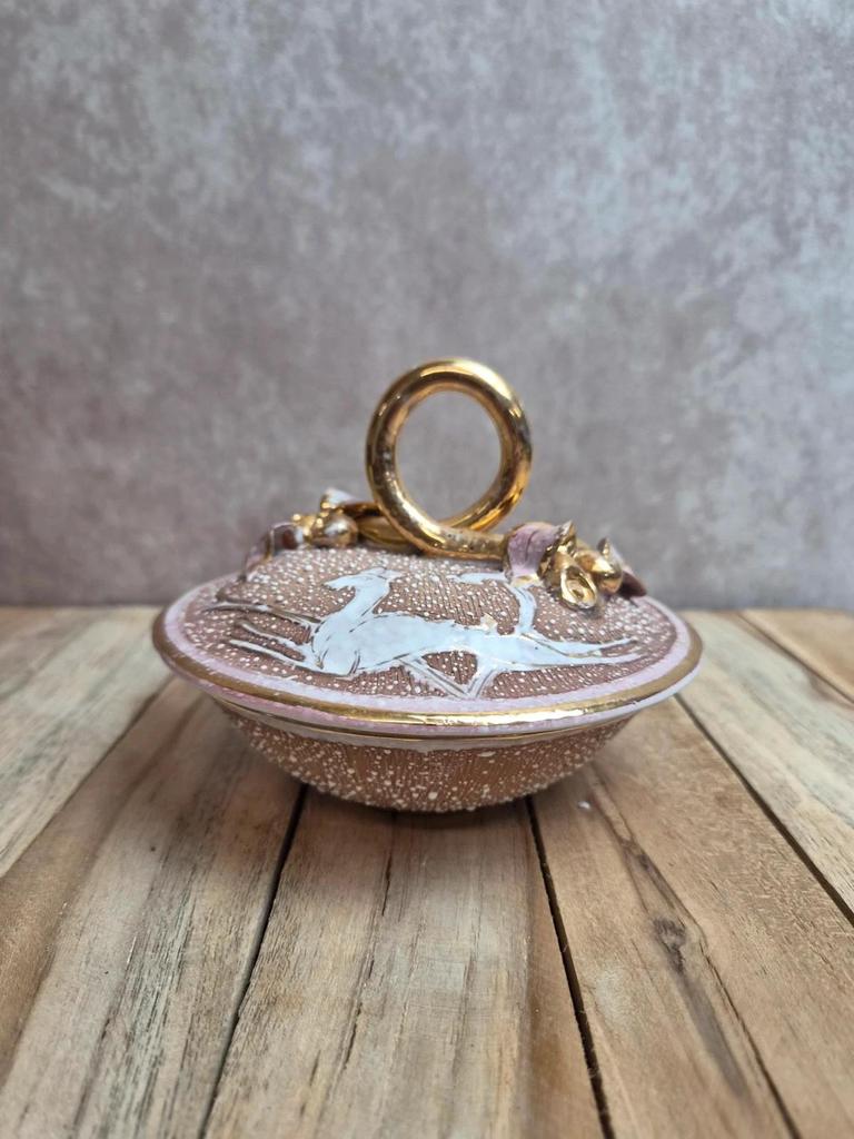 Boîte vintage en céramique M.i.c.a. Italy – décor doré