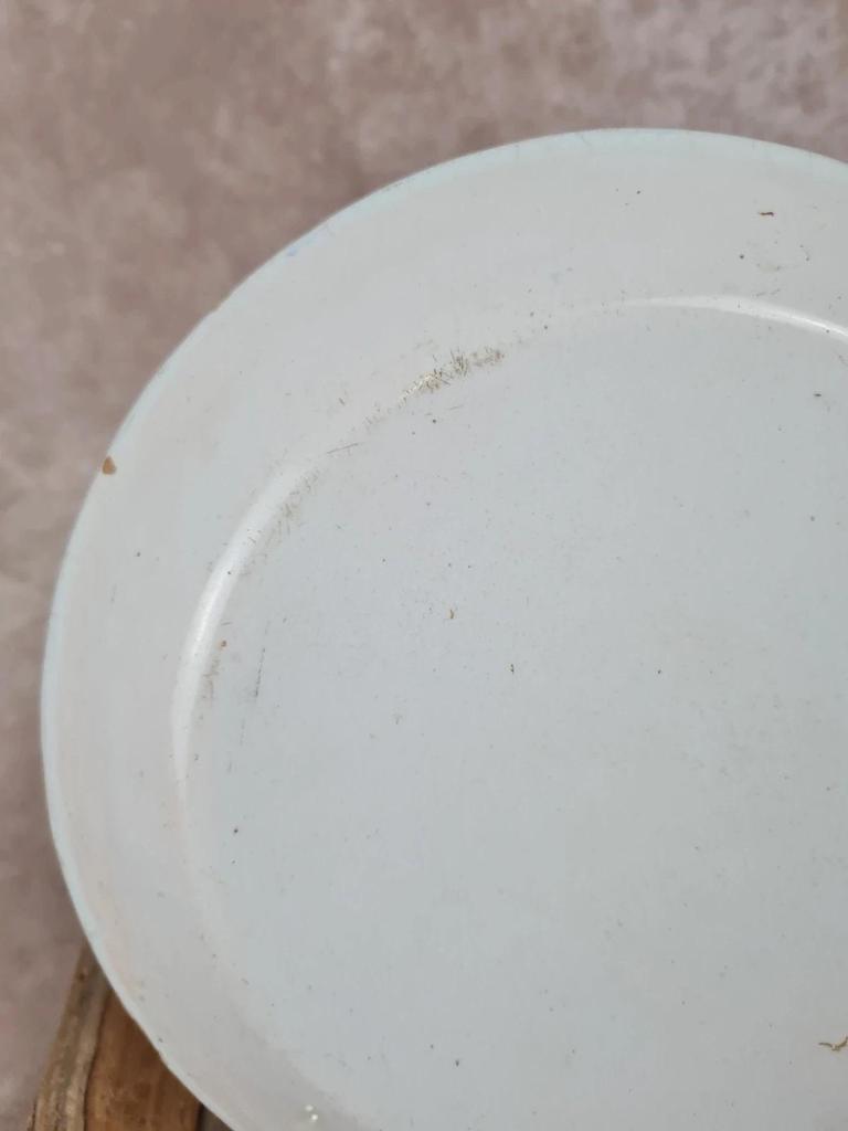 Assiette creuse ancienne en faïence 🌿 décor corbeille de fleurs, style Rouen Desvres