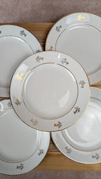 Lot de 6 assiettes à dessert anciennes L’amandinoise – dorure