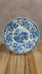 Assiette décor bleu romantique Ironstone