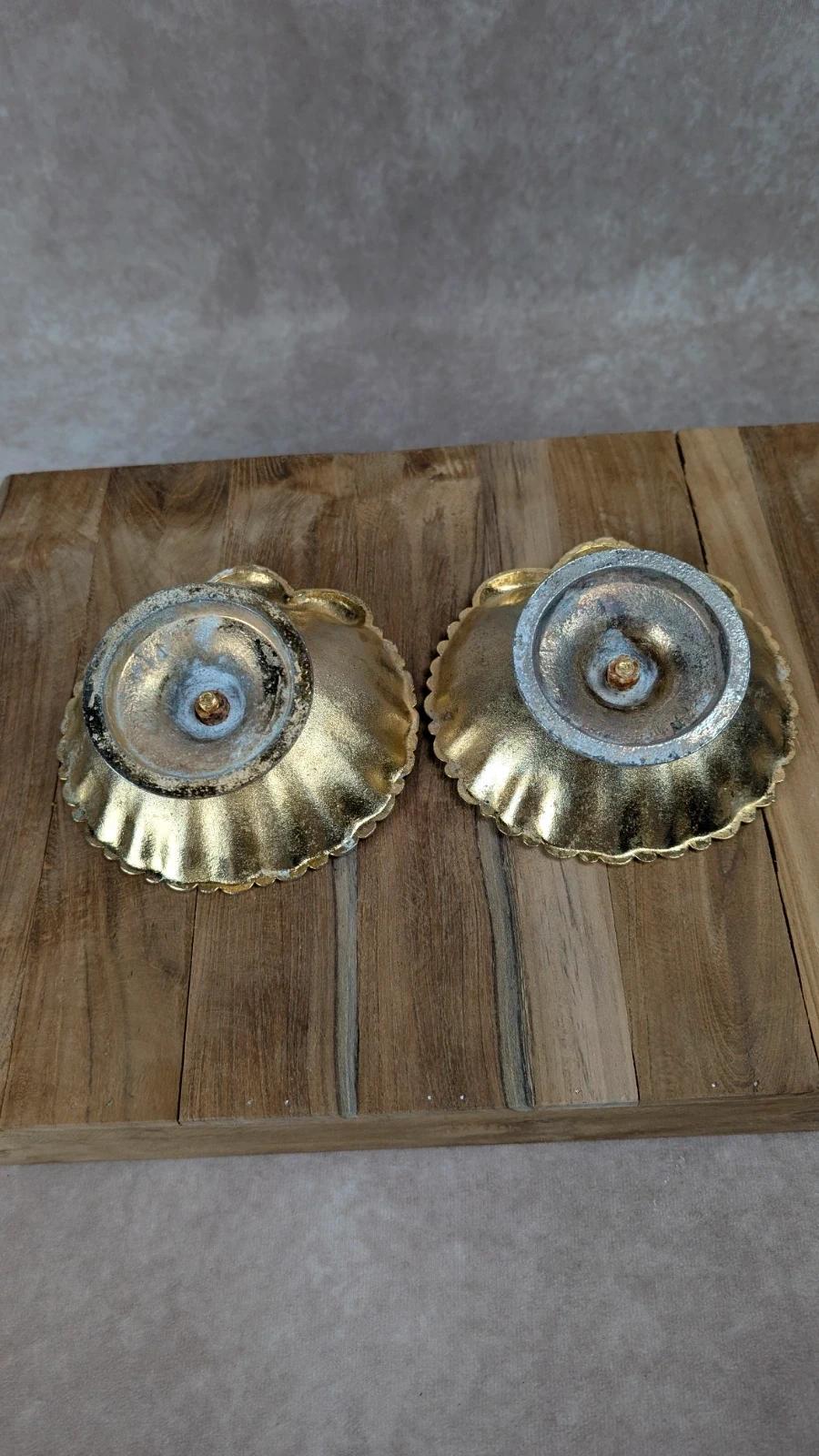 Paire de porte-savons coquilles dorées vintage