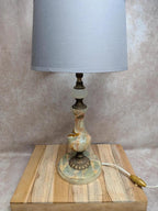 Pied de lampe vintage en onyx et laiton