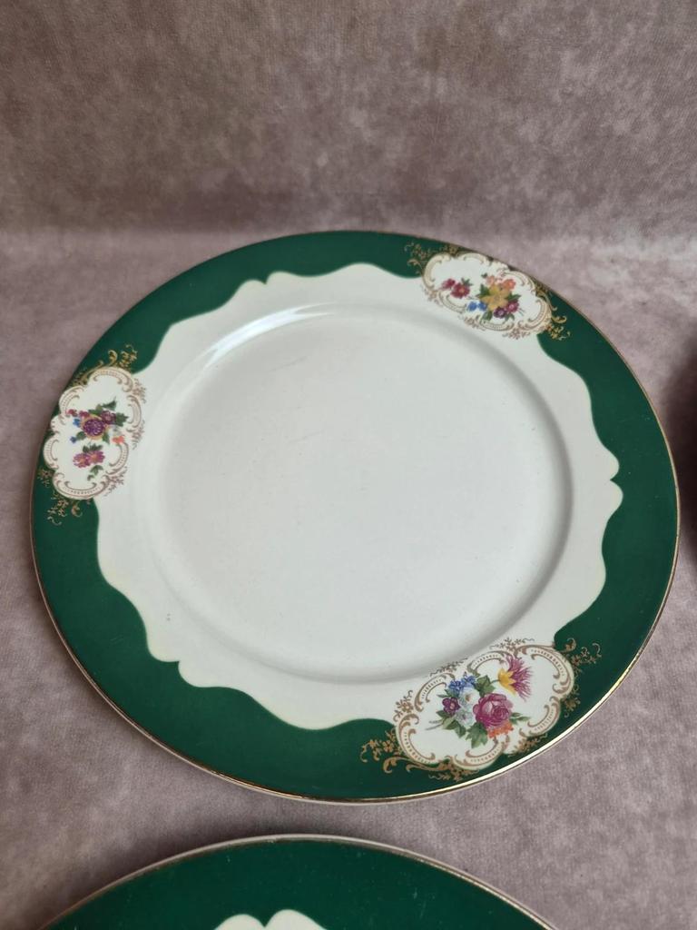 Lot 7 assiettes plates Digoin Sarreguemines Champagne – Porcelaine opaque vintage