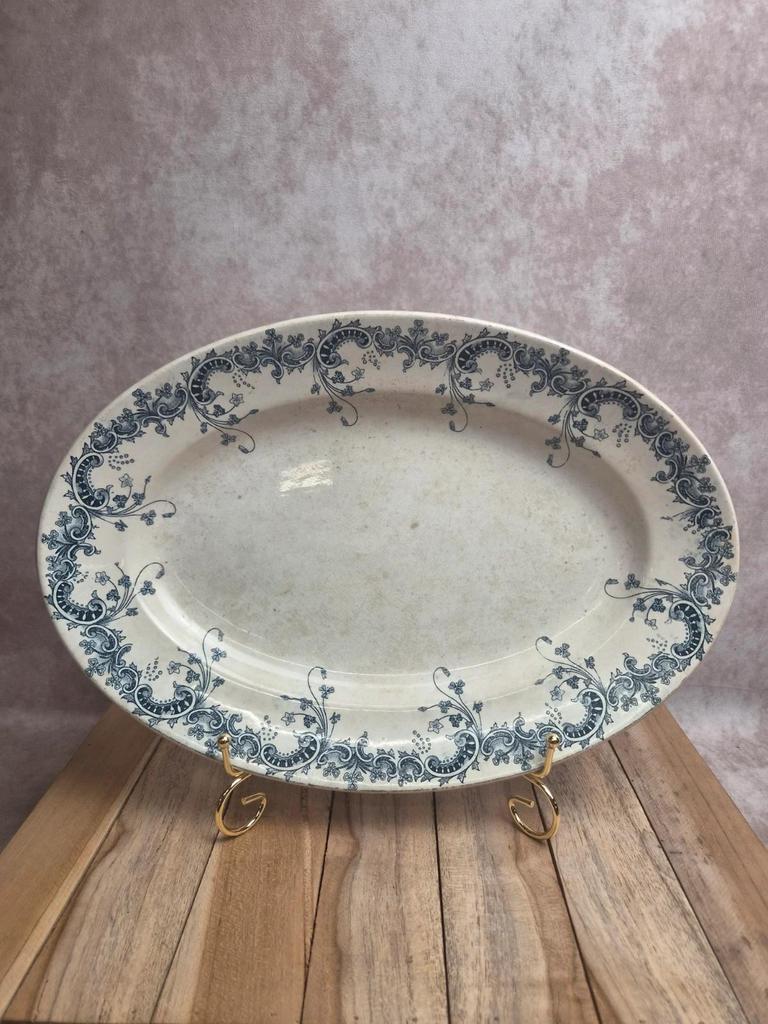 Grand plat ovale terre de fer Saint-amand Hamage modèle Byzantin 36 cm