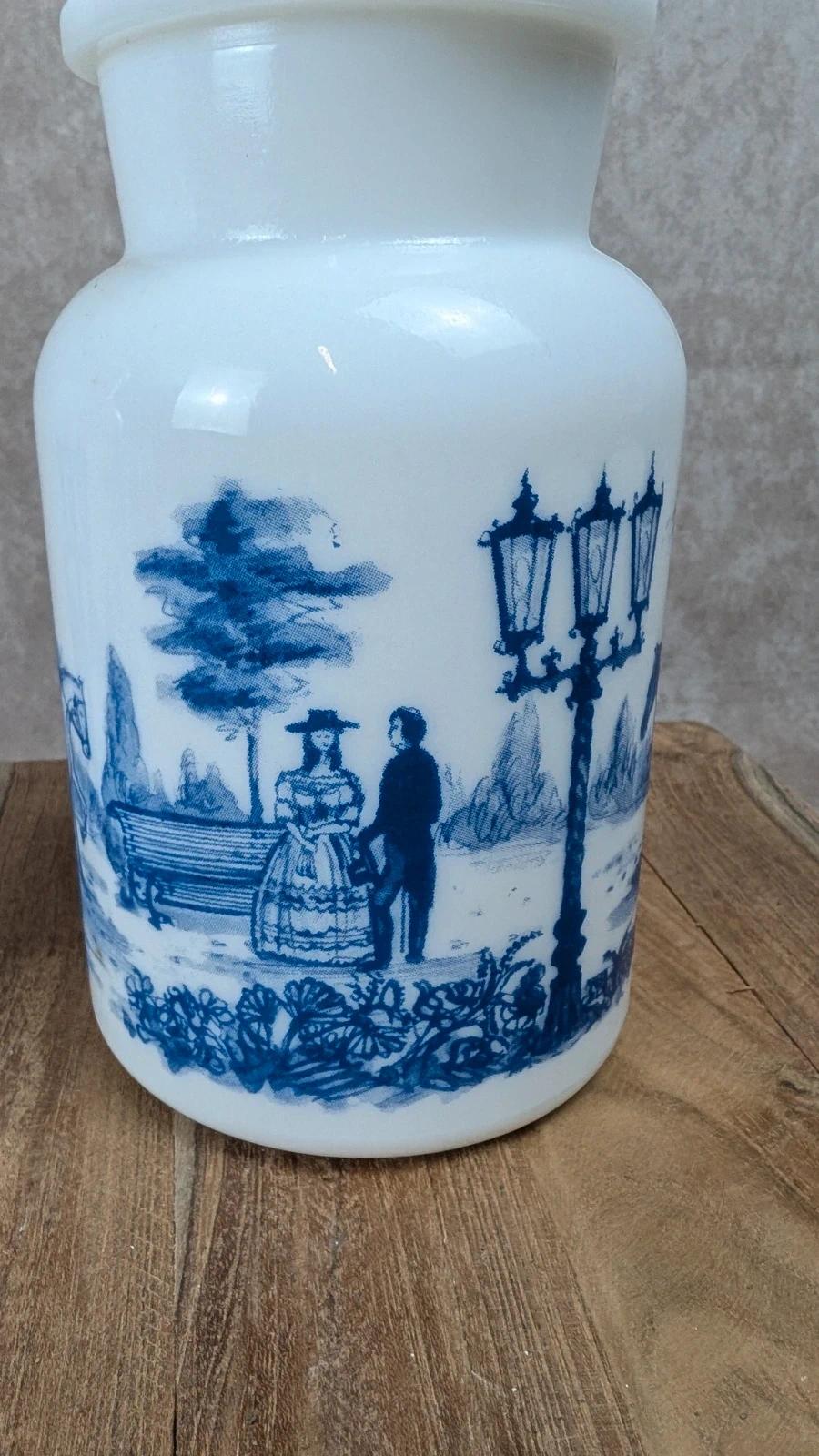 Duo de pots d’apothicaire anciens – décor bleu romantique – Belgique