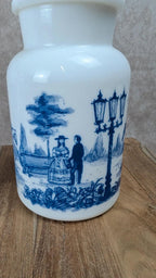 Duo de pots d’apothicaire anciens – décor bleu romantique – Belgique