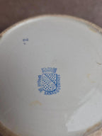 Théière ancienne Terre de Fer Opaque de Sarreguemines – Frise damiers bleus